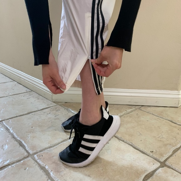 White ADIDAS High Waisted Pockets Athletic Pants m - Picture 8 of 8